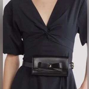 Kate Spade Black Belt Bag with Bow Accent